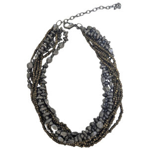 Dark Fairy Beaded Necklace | Smoky Stone & Antique Gold Mystic Soft Goth Jewelry